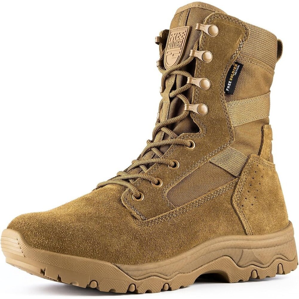 ⚡ Men Bright Light Brown Combat Suede Leather Lightweight Military Desert Boot